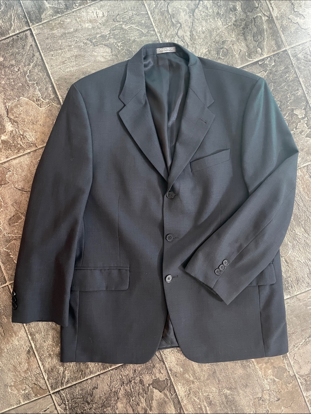 WM H LEISHMAN Union Made Pure Wool Deep Navy Classic Business Office Blazer